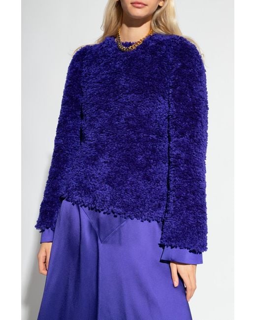 Stella McCartney Blue Textured Knitted Cropped Jumper