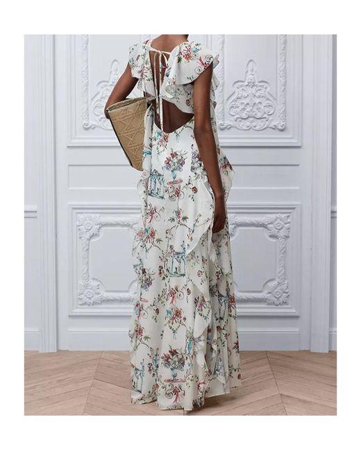 Dior White Iviera Long Ruffled Dress