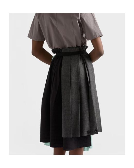Prada Black Patchwork Midi Skirt