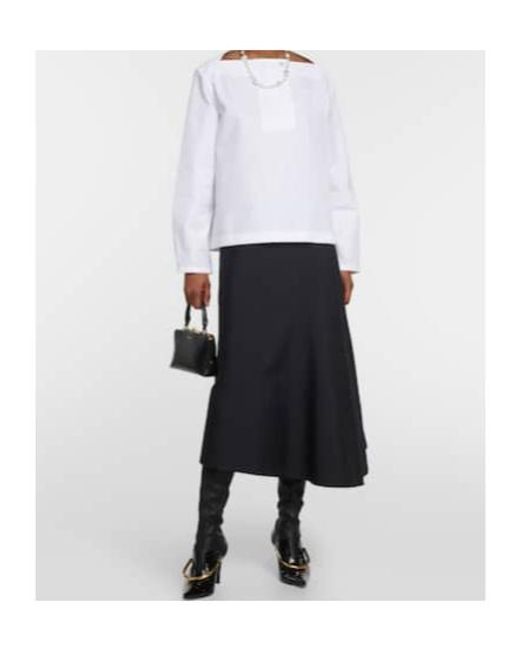 Jil Sander White Cotton Poplin Pleated Top