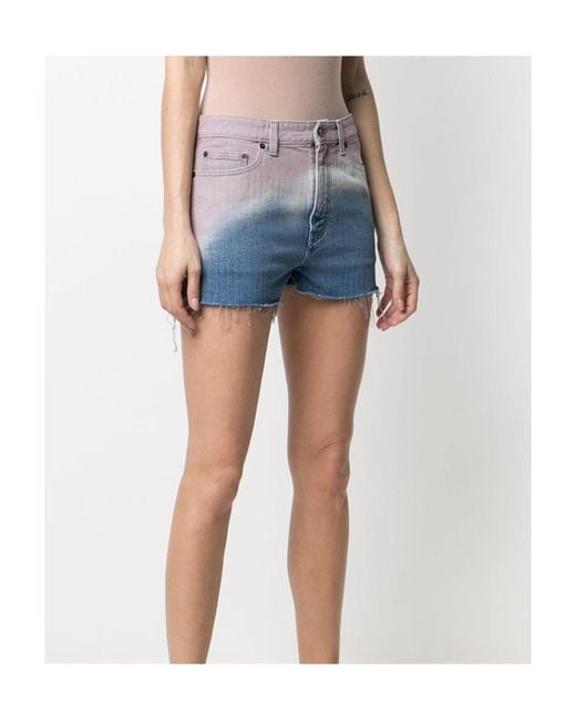 Saint Laurent Blue Tie-Dye Denim Shorts