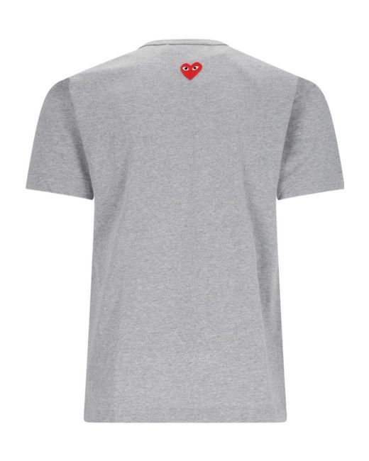 COMME DES GARÇONS PLAY Gray Comme Des Garçons Play Logo Patch Crewneck T-Shirt for men