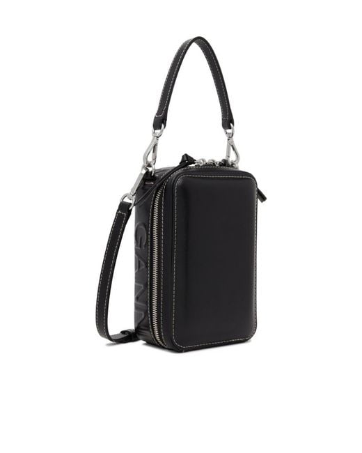 Ganni Black Logo-Embossed Camera Bag