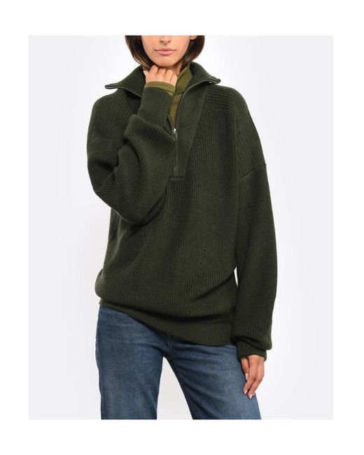 Isabel Marant Green Logo-Patch Zip-Up Jumper for men