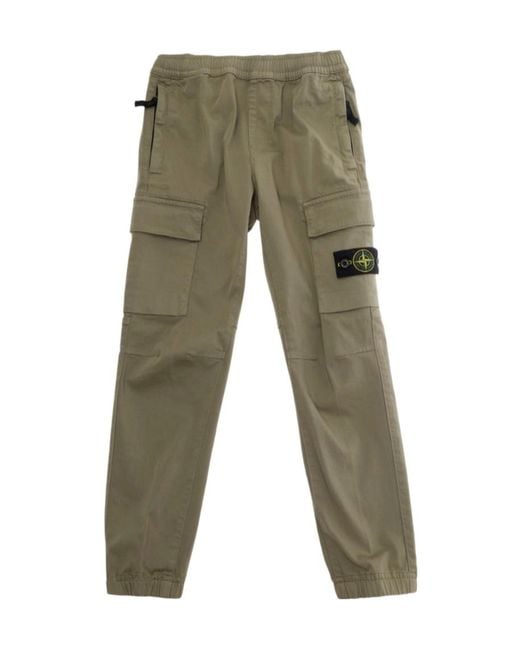 Stone Island Green Junior Logo Patch Cargo Pants