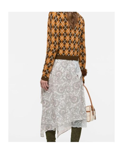 Acne Gray Paisley-Print Asymmetric Skirt