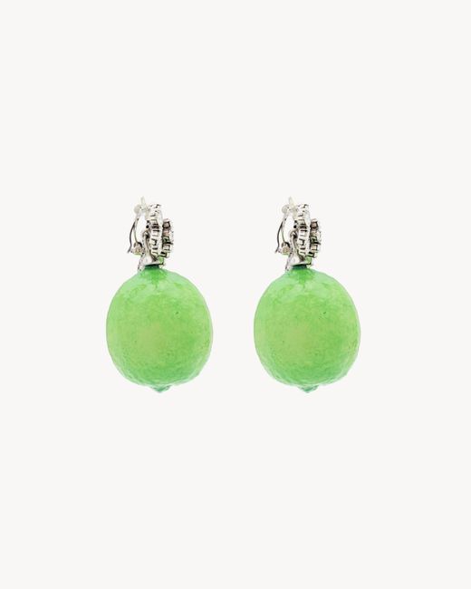 Saint Laurent Green Lime-Shaped Earrings