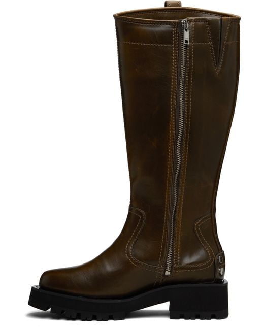 Ganni Brown Round-Toe High Boots