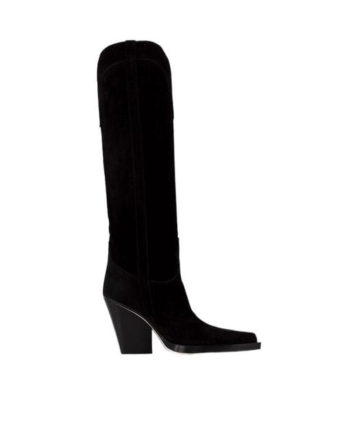 Paris Texas Black Pointed-Toe Leather Boots