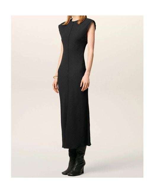 AMI Black Raw-Edge Sleeveless Long Dress