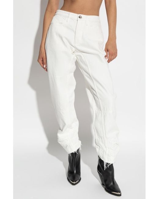 Jil Sander White Logo Patch Straight-Leg Trousers