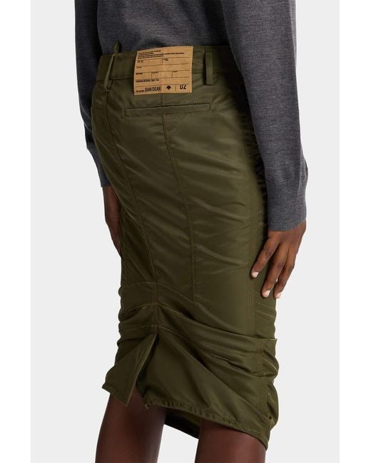 DSquared² Green Ruched Kick Skirt