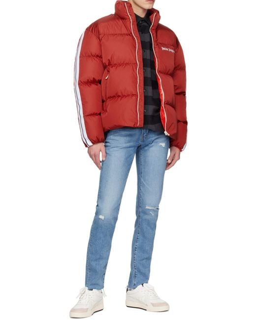 Palm Angels Red Logo-Print Down-Feather Padded Jacket for men