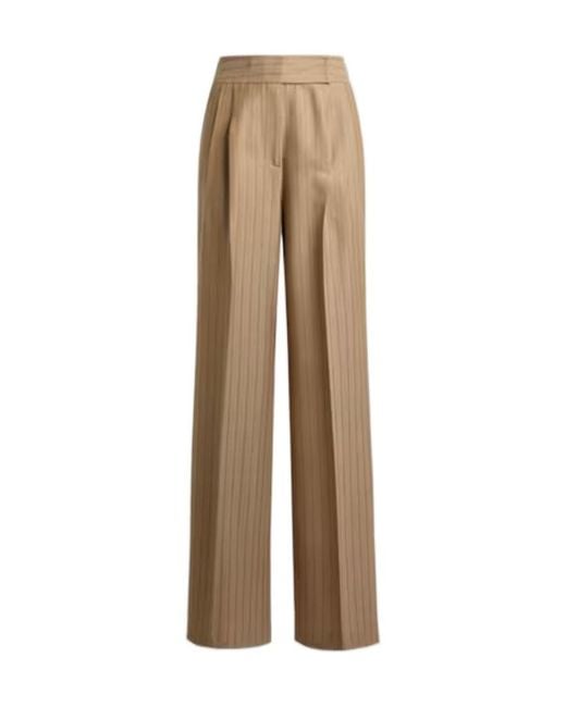 Etro Natural Wool Jacquard Trousers With Striped Pattern