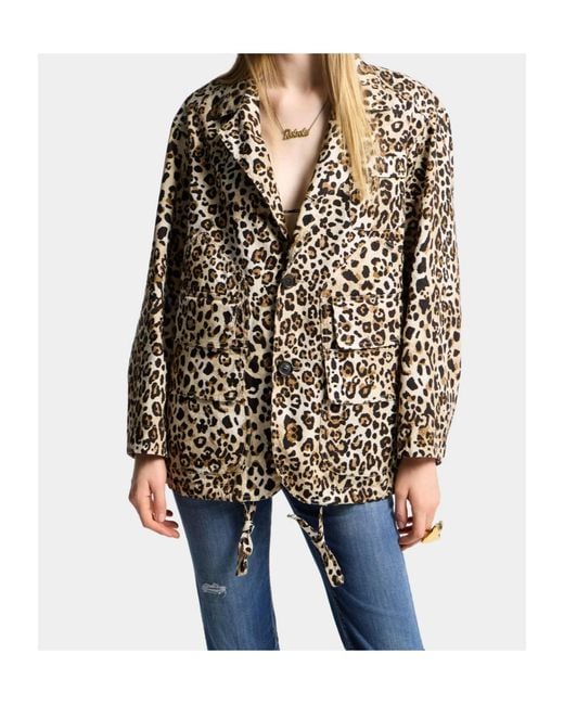 DSquared² Multicolor Animal Print Single-Breasted Jacket