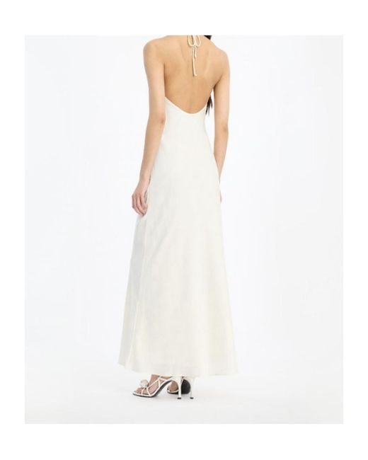 ROTATE BIRGER CHRISTENSEN White Satin Halterneck Maxi Dress