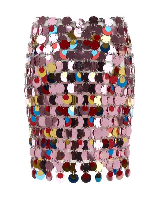 Rabanne Red Sequin Embellished Mini Skirt
