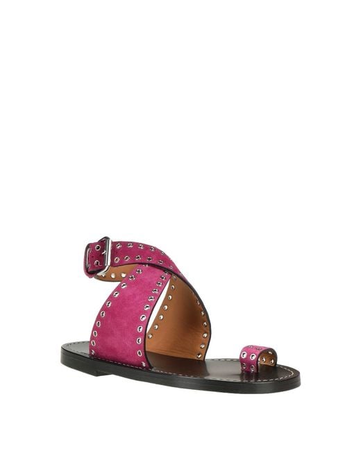 Isabel Marant Pink Round-Toe Buckle Suede Sandals