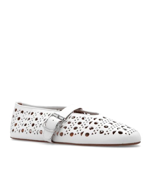 Alaïa White Alaïa Cut-Out Buckle Detailed Ballet Flats