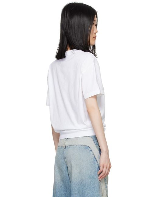 Off-White c/o Virgil Abloh White Bookish Logo Printed Crewneck T-Shirt