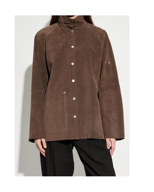Studio Nicholson Brown Long-Sleeved Leather Jacket