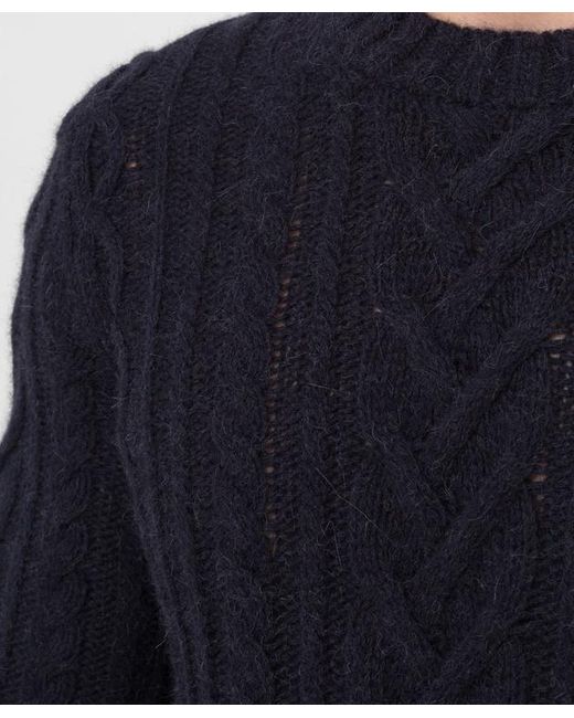 Brunello Cucinelli Blue Monili-Trim Striped Cable-Knit Jumper for men