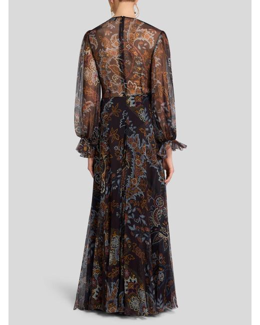 Etro Black Printed Silk Dress