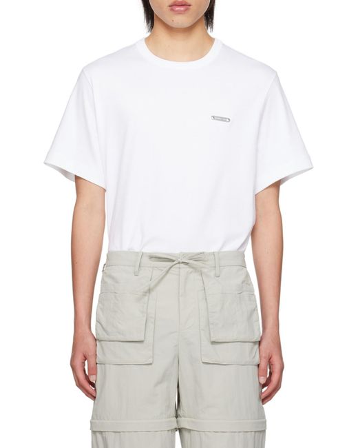 Helmut Lang White Logo Embroidered Crewneck T-Shirt for men