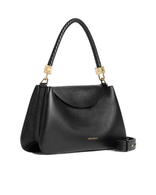 Coccinelle Black Tiggy Logo Stamp Small Shoulder Bag