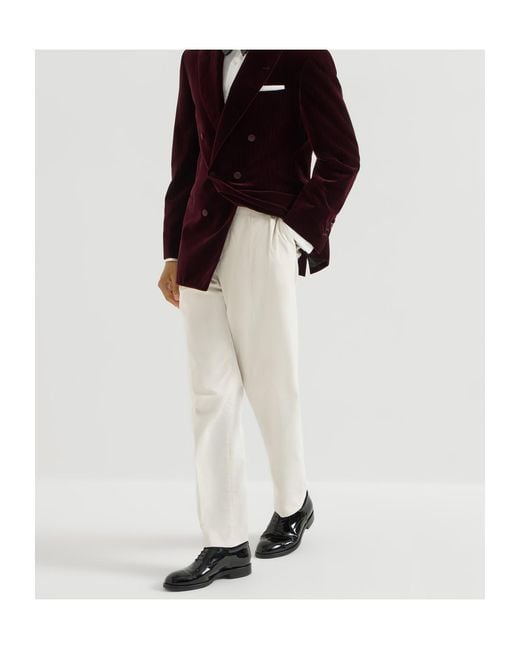 Brunello Cucinelli White Pleated Tailored Pants for men