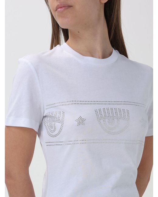 Chiara Ferragni White Studded-Logo Cotton T-Shirt