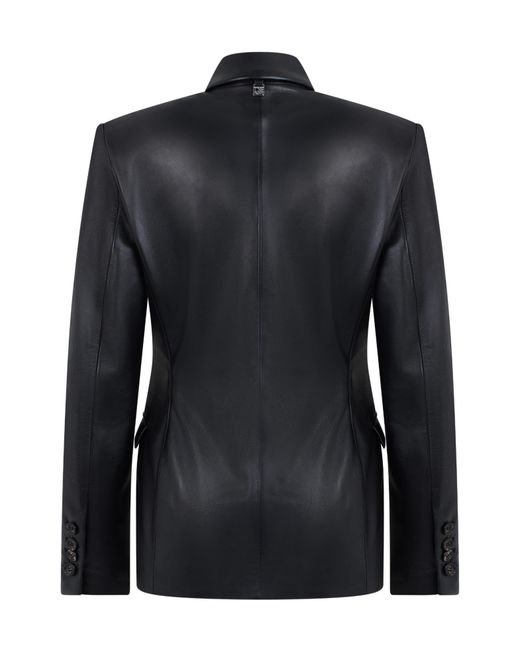 GIUSEPPE DI MORABITO Black Double-Breasted Leather Blazer