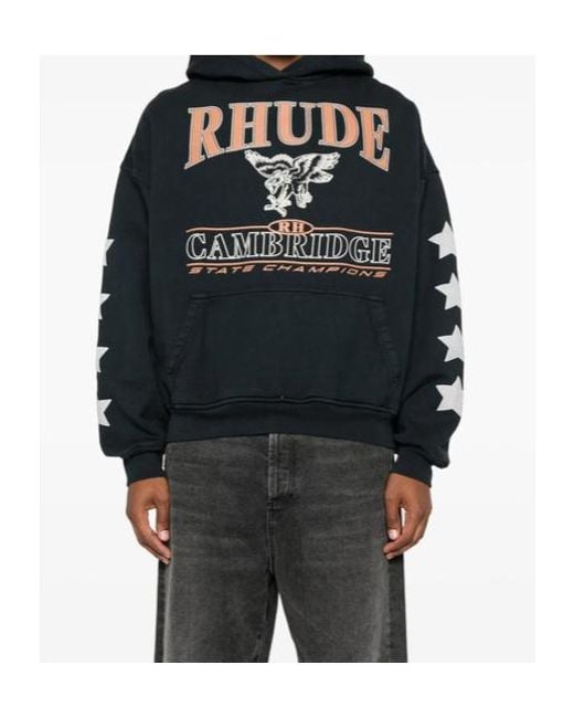 Rhude Black Cambridge State Champs Hoodie for men