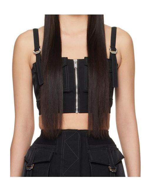 Dion Lee Black Sleeveless Cropped Bustier Top