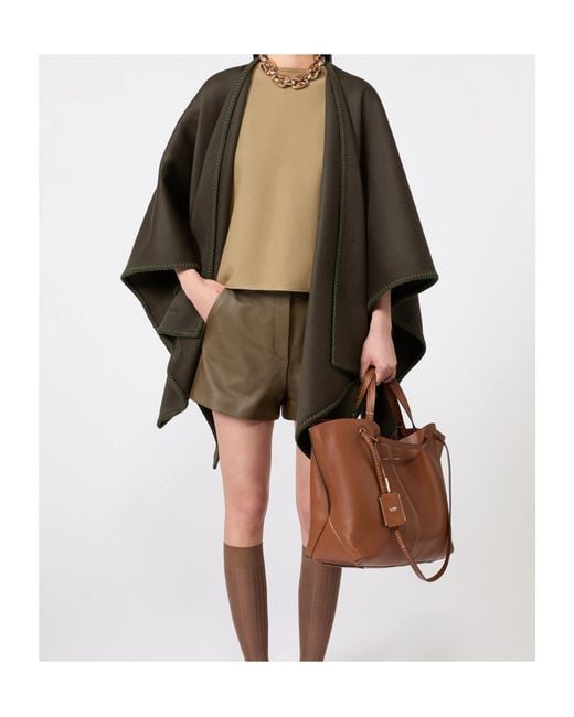 Max Mara Brown Double Nappa Leather Shopper Bag