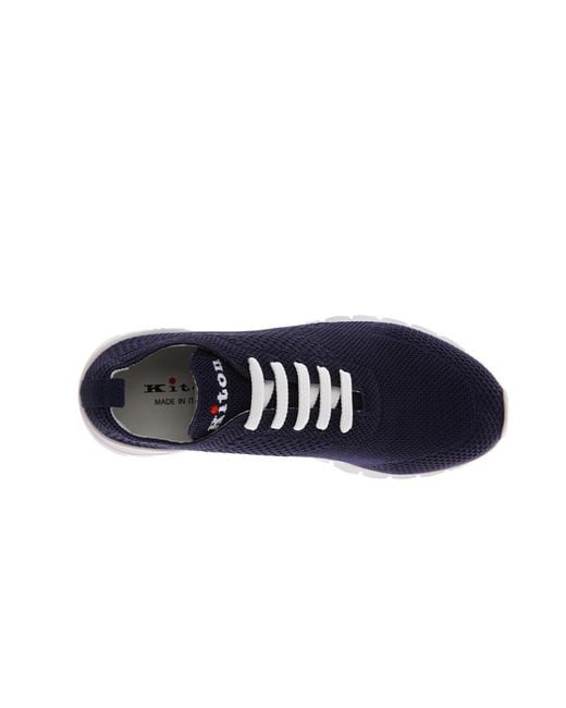 Kiton Blue Dark Lace-Up Casual Sneakers for men