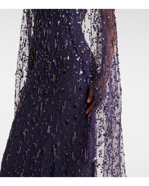 Jenny Packham Blue Hestia Embellished Gown