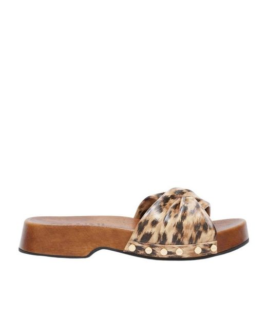 Ganni Brown Printed Tia Fairy Clogs