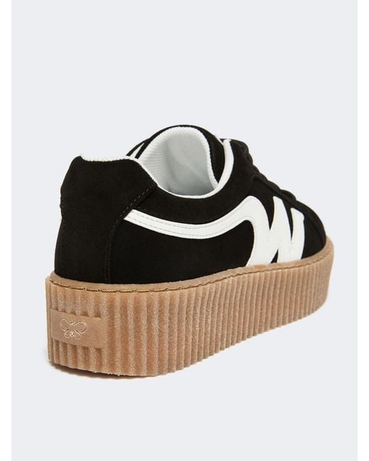 Weekend by Maxmara Black Split Leather Logo Sneaker