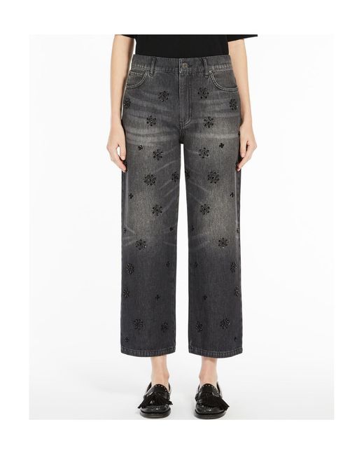 Weekend by Maxmara Gray Sequinned Denim Jeans