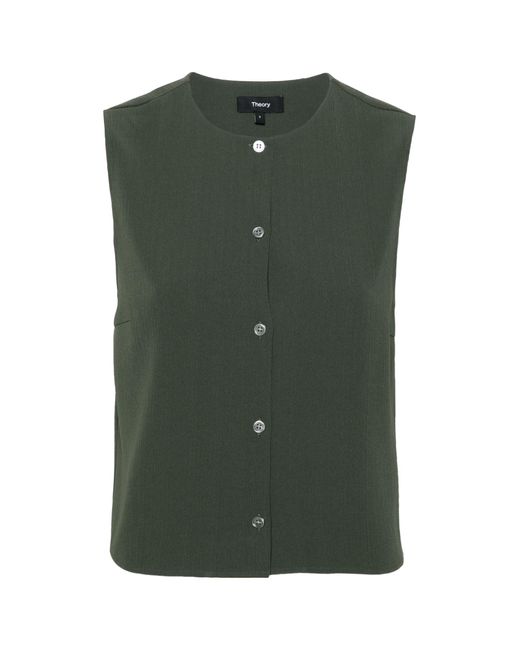 Theory Green Striped Crepe Vest