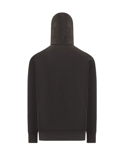 Emporio Armani Black Logo-Embroidered Cotton Hoodie for men