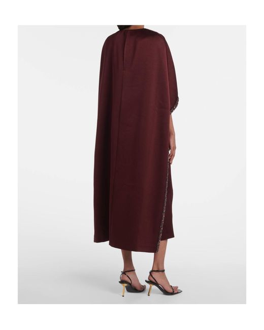 Roland Mouret Purple Embellished Caped Satin Crêpe Midi Dress