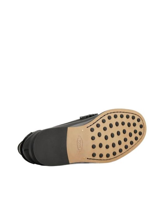 Tod's Black Logo Plaque Slip-On Loafers