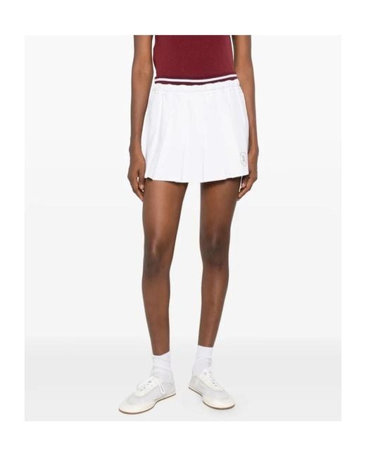 Brunello Cucinelli White Striped Pleated Skirt