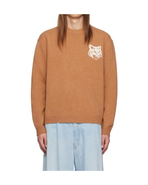 Maison Kitsuné Blue Maison Kitsuné Fox Head Intarsia-Knit Jumper for men