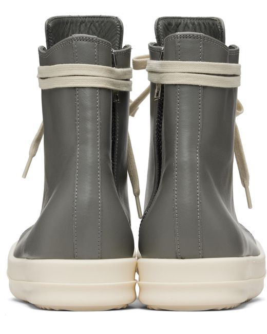 Rick Owens Gray Lace-Up High-Top Sneakers for men