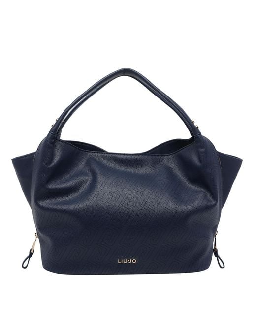 Liu Jo Blue Logo-Lettering Tote Bag