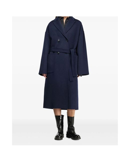 Semicouture Blue Double Breasted Coat