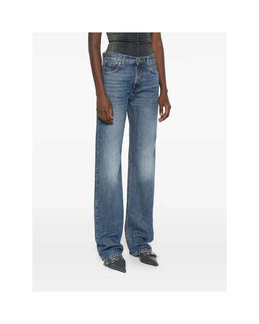 Haikure Blue Logo Patch Straight-Leg Jeans
